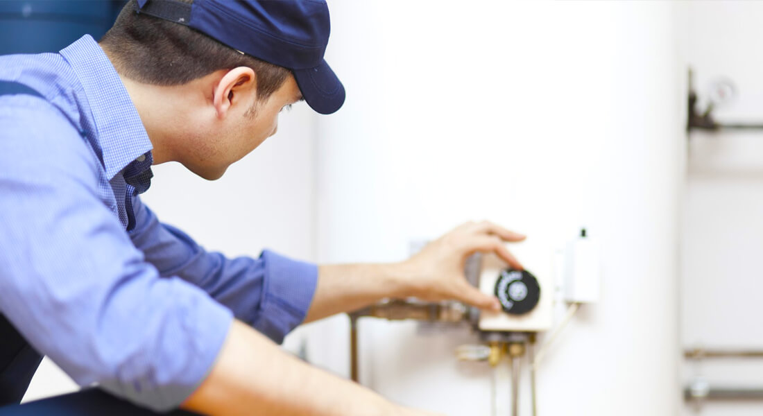 Servicing gas boiler